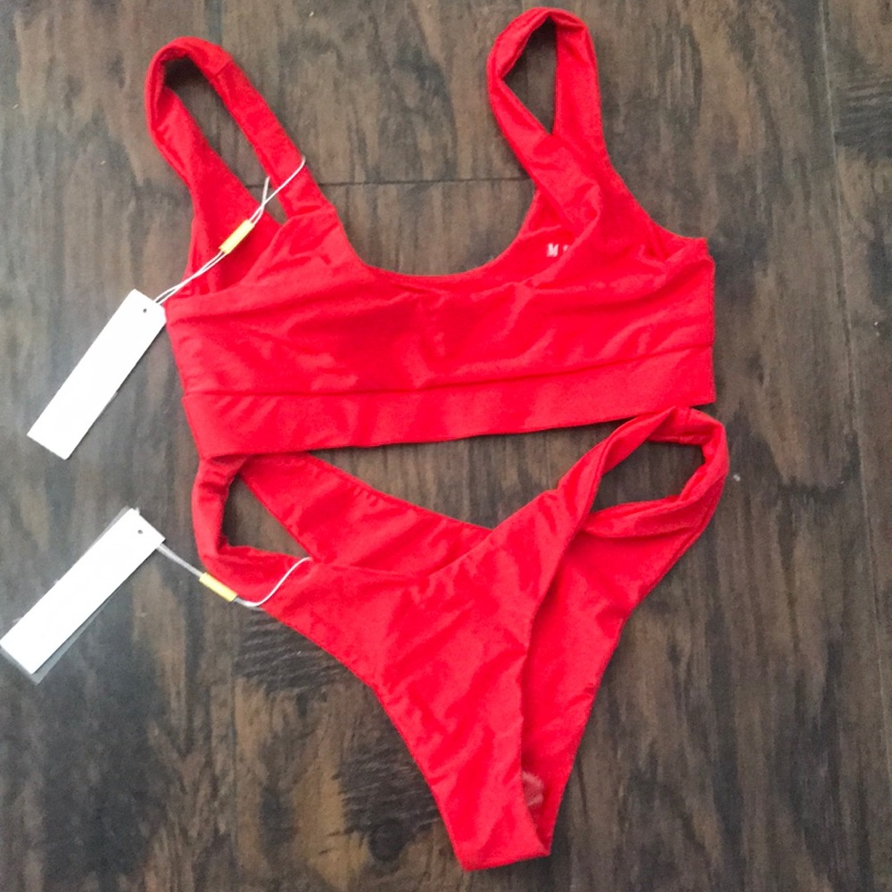 Meshki Red Two-Piece Swim Set